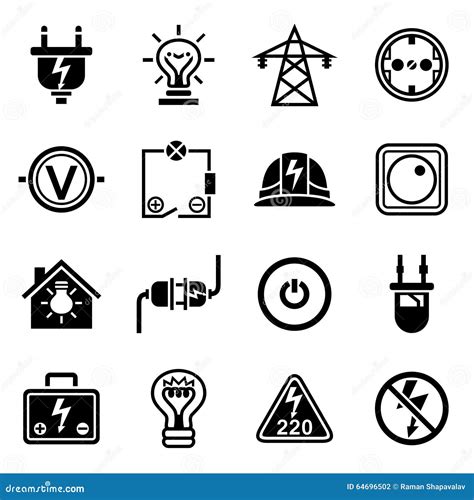 Vector Electricity Icon Set Stock Vector Image 64696502