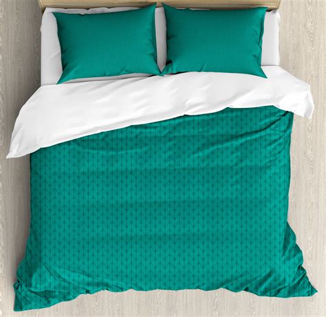 Teal Duvet Cover Set King Size Knitting Inspired Pattern Sewing And