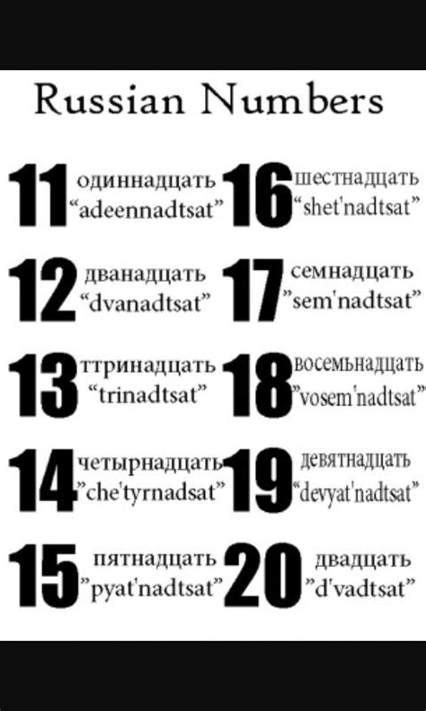 Russian Numbers 11 20 Russian Language Learning Russian Language