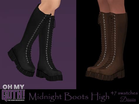 The Sims Resource Oh My Goth Midnight Boots High Sims 4 Cc Shoes