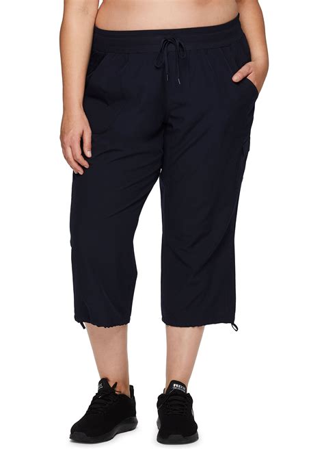 Rbx Active Womens Plus Size Relaxed Lightweight Woven Cargo Capri Pant