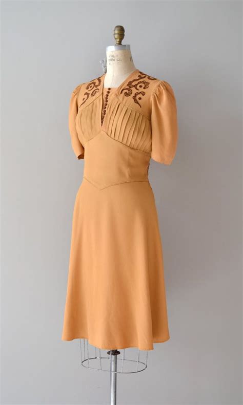 1930s Dress Rayon 30s Dress Butterscotch Ganache Dress Etsy