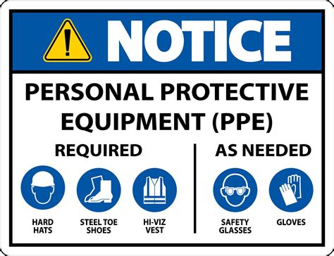Notice Ppe Required As Needed Sign On White Background 11685761 Vector
