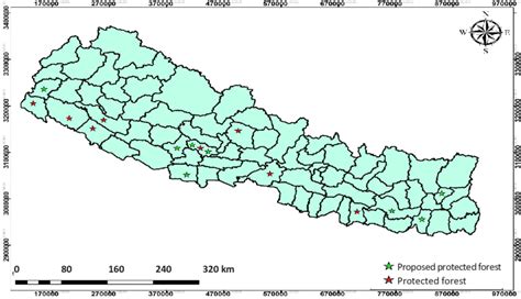 Location Of Established And Proposed Protected Forests In Nepal Each Of
