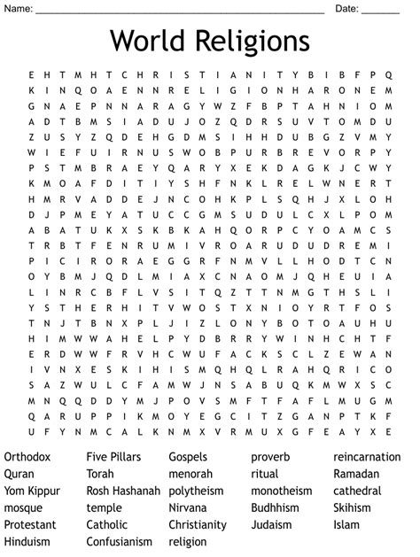 World Religions Word Search Wordmint