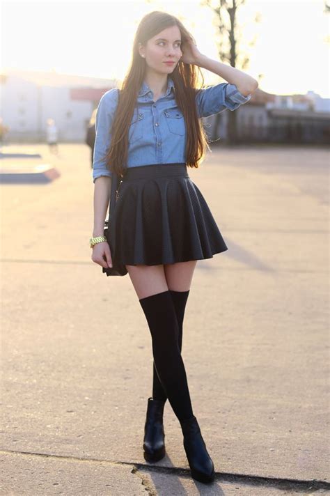 hot black thigh highs miniskirt outfits mini skirts trendy skirts