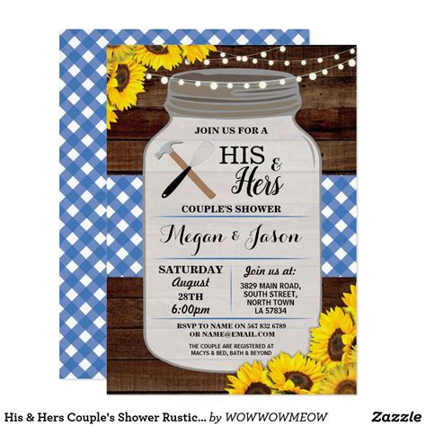 His And Hers Couples Shower Rustic Wood Blue Invite Couples Shower