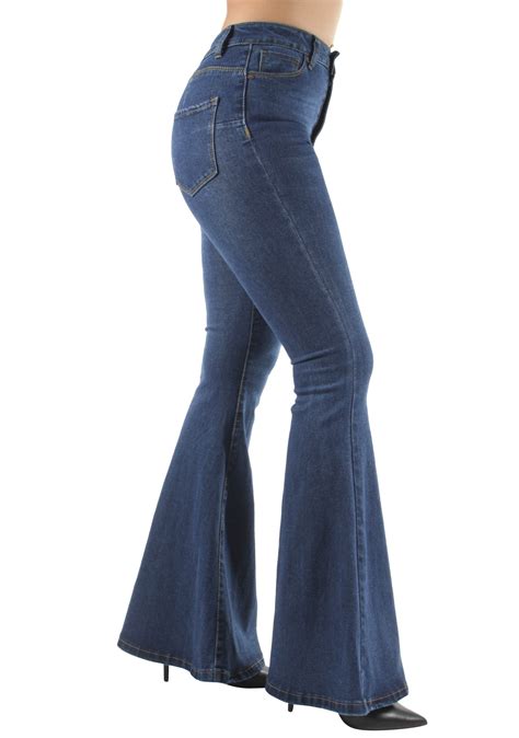 Womens Juniorsplus Size Bell Bottom High Waist Flared Bootleg Jeans
