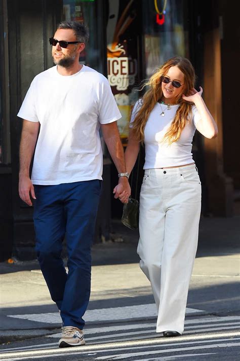 Jennifer Lawrence In A White Tee Walks With Cooke Maroney Through