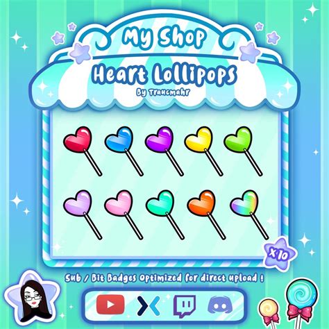Cute Heart Lollipops Sub Bit Badges For Twitch Discord Etsy