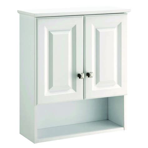 Bathroom wall cabinet double mirror door wooden white. Shop Design House 531715 Wyndham White Semi-gloss Bathroom ...