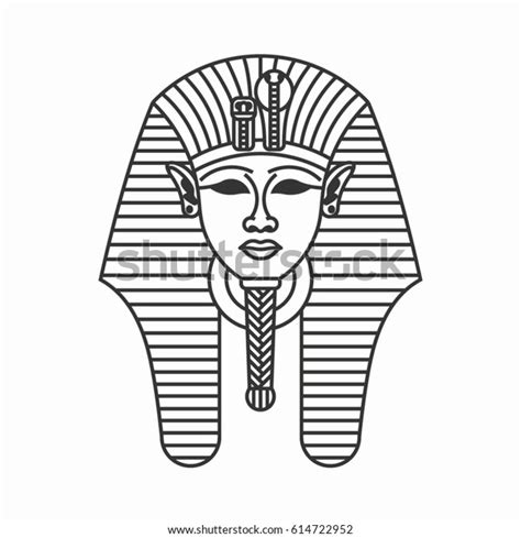 Egypt Pharaoh Tutankhamun Vector Outline Illustration Stock Vector