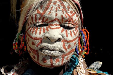 Portrait Of Kikuyu Tribeswoman With Traditionally Painted Face And