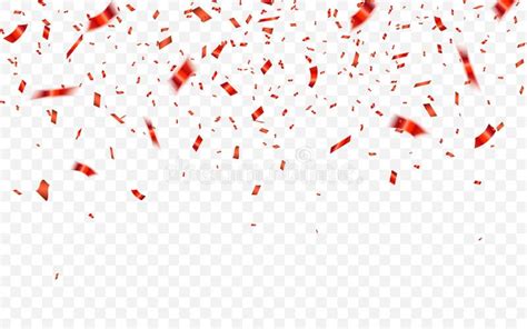 Falling Shiny Red Glitter Confetti Isolated On Transparent Background