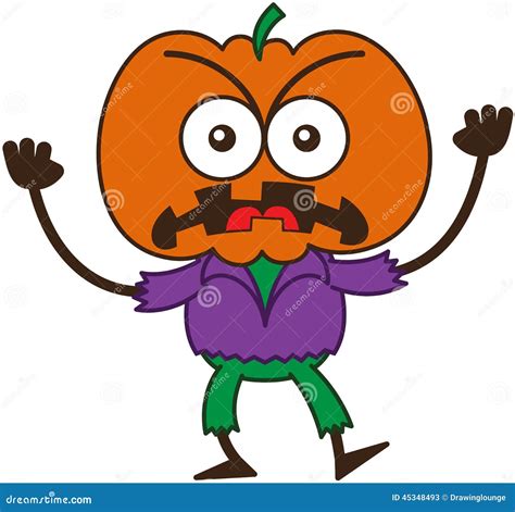 Angry Halloween Scarecrow Feeling Furious And Protesting Stock Vector