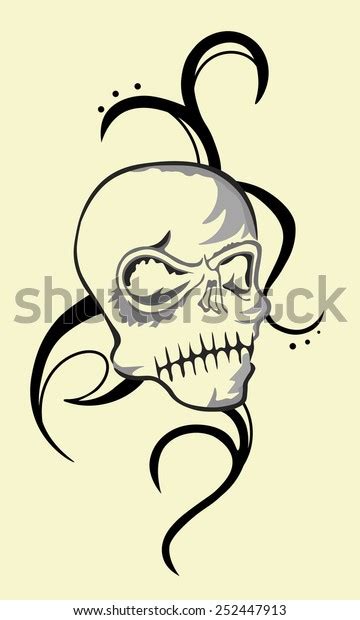 Skull Tribal Tattoo Stencil Vector Illustration Stock Vector Royalty
