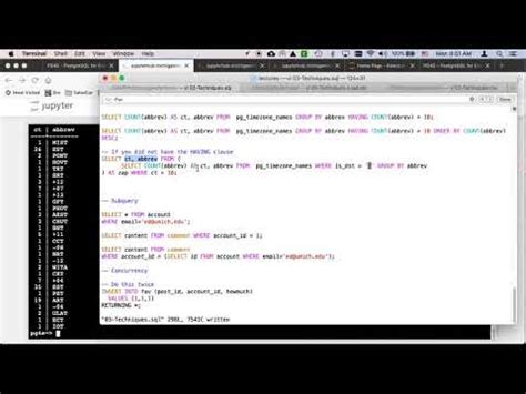 Postgresql Demonstration Sub Query Youtube