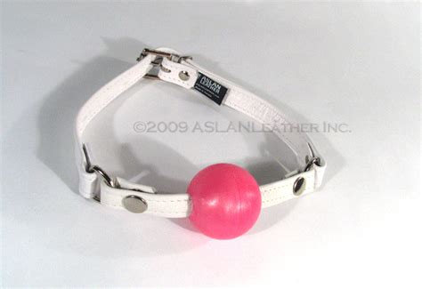 Pink And White Ball Gag Aslan Leather