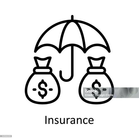 Ilustrasi Desain Ikon Garis Besar Vektor Asuransi Simbol Perbankan Dan