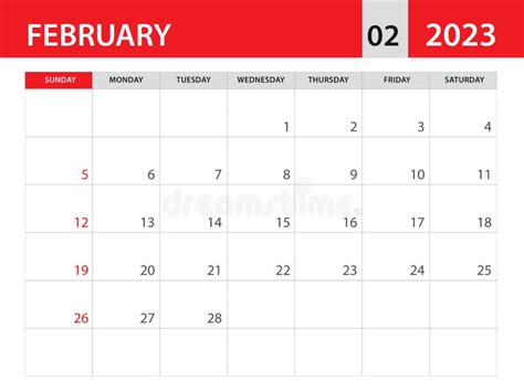 February 2023 Template Calendar 2023 Template Vector Planner Monthly