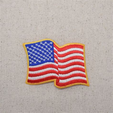 Wholesale Applique American Flag Yellow Border Waving Iron On