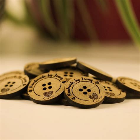 25mm Personalized Engraved Wooden Flat Back Buttons Custom Etsy