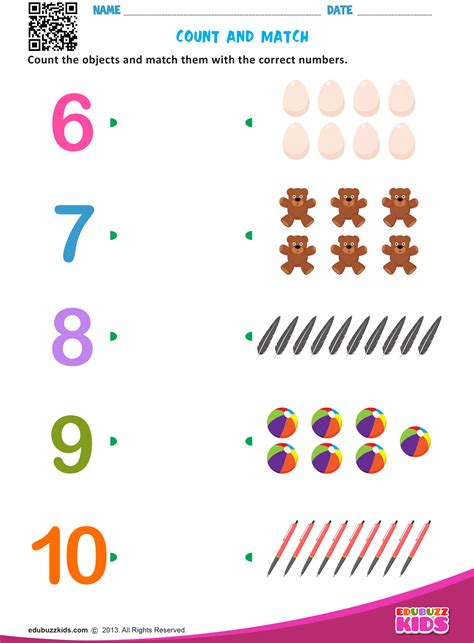 Matching Numbers 1 5 Worksheets