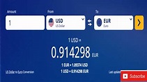 Convert Us dollar to Euro || Convert one Euro to Dollar || Convert ...