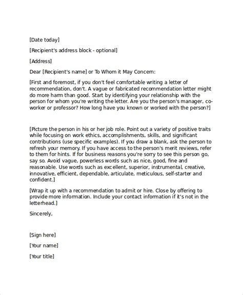 professional reference letter template  sample