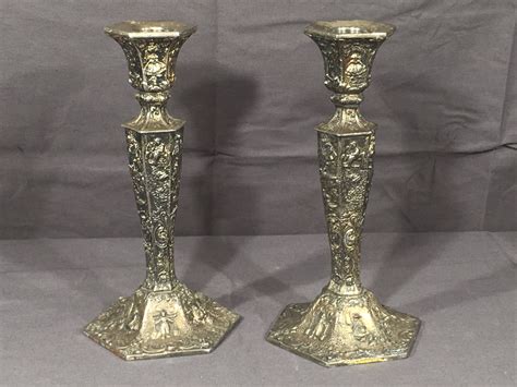 Vintage Silver Candle Holders 2 W B Mfg Silver Plate Candlestick