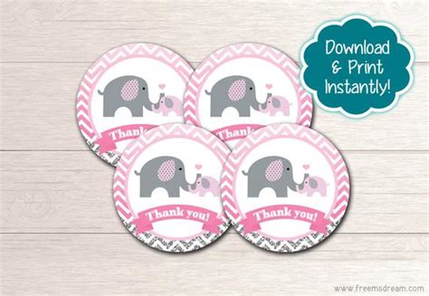 You will only need just one copy of the rhyme card so i am sharing it inread more. Printable Elephant Baby Shower Thank You Favor Tags Girls