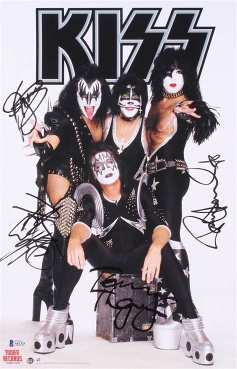 Kiss 11x17 Photo Band Signed By 4 With Gene Simmons Paul Stanley