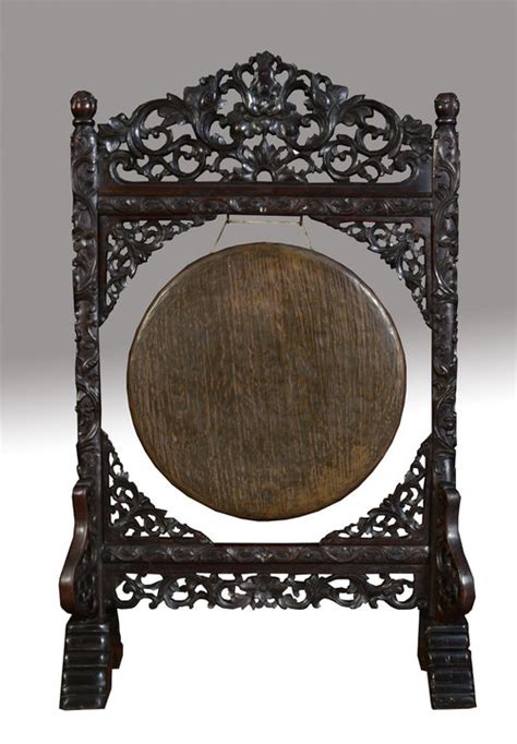 Chinese Gong On Carved Hardwood Stand Antiques Atlas