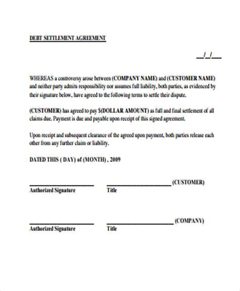 Damages Settlement Agreement Template