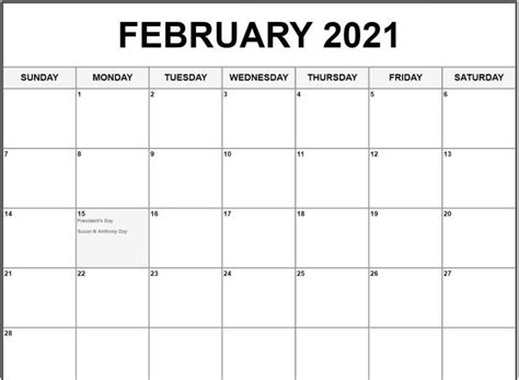 Feb 2021 Printable Calendar Printable March