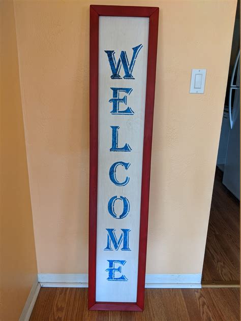 Patriotic Red White And Blue Wooden Welcome Sign Etsy