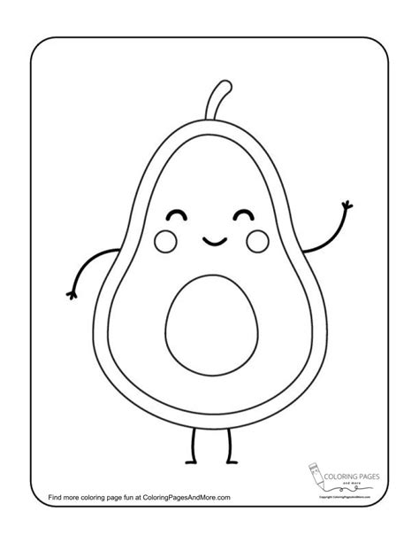 Happy Avocado Coloring Page Coloring Pages And More