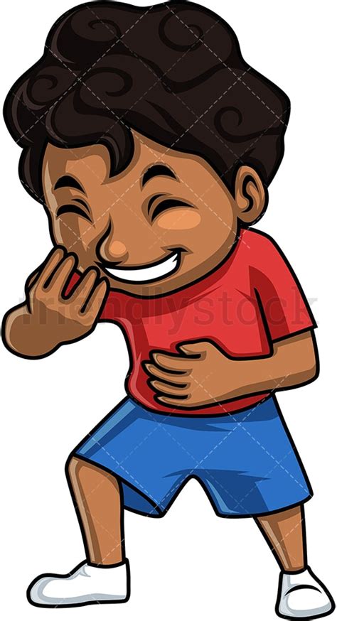 Black Boy Laughing Cartoon Clipart Vector Friendlystock