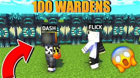 100 Wardens 😱vs Me And Flickempire In Minecraft Youtube