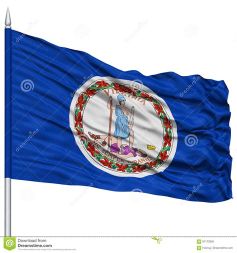Isolated Virginia Flag On Flagpole Usa State Stock Illustration
