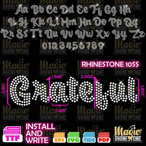 Pack Of 6 Rhinestone Fonts Rhinestone Template Font Ttf Etsy