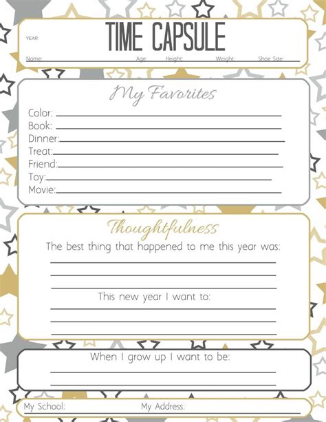 Time Capsule Free Printables Free Printable Templates