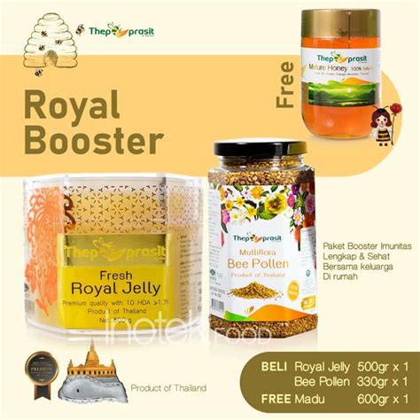 Promo Fresh Royal Jelly 500gr And Bee Pollen 330gr Free Madu Thepprasit