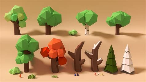 Low Poly Art Nature Set 3d Model Game Ready Blend