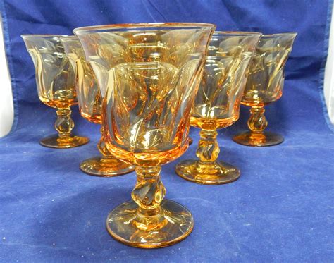 1970 S Fostoria Amber Jamestown Footed Water Goblets Set Of Six By Ingrammasattic On Etsy