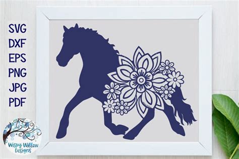 Floral Horse Svg Horse With Flowers Svg Cut File