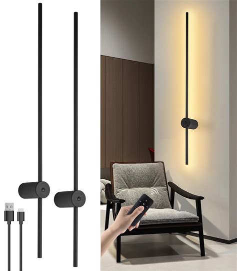 Led Wall Sconce Set Of Two Usb Rechargeable Battery Operated Wall