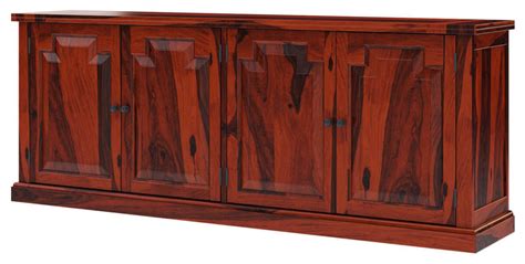 Benbow Rustic Solid Wood 4 Door Large Sideboard Cabinet Transitional