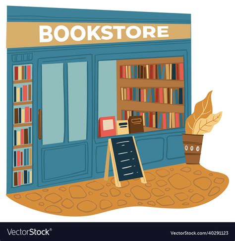 Public Library Or Bookstore Front Of Shop Vector Image