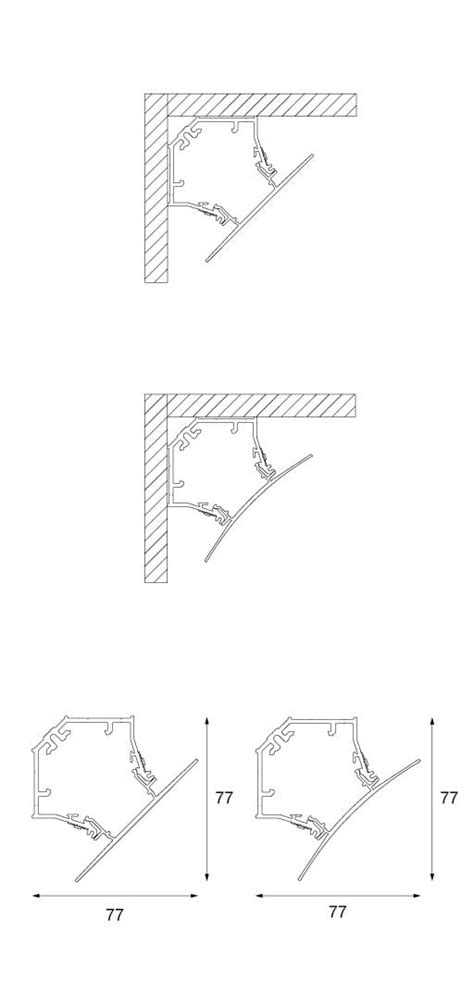 Aluminium Linear Lighting Profile For Led Modules Como Corner Curved